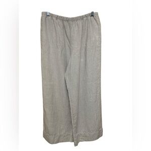 J. Jill Cream/Tan Linen Familiar Fit at Waist Cropped Wide Leg Pants, Size Small